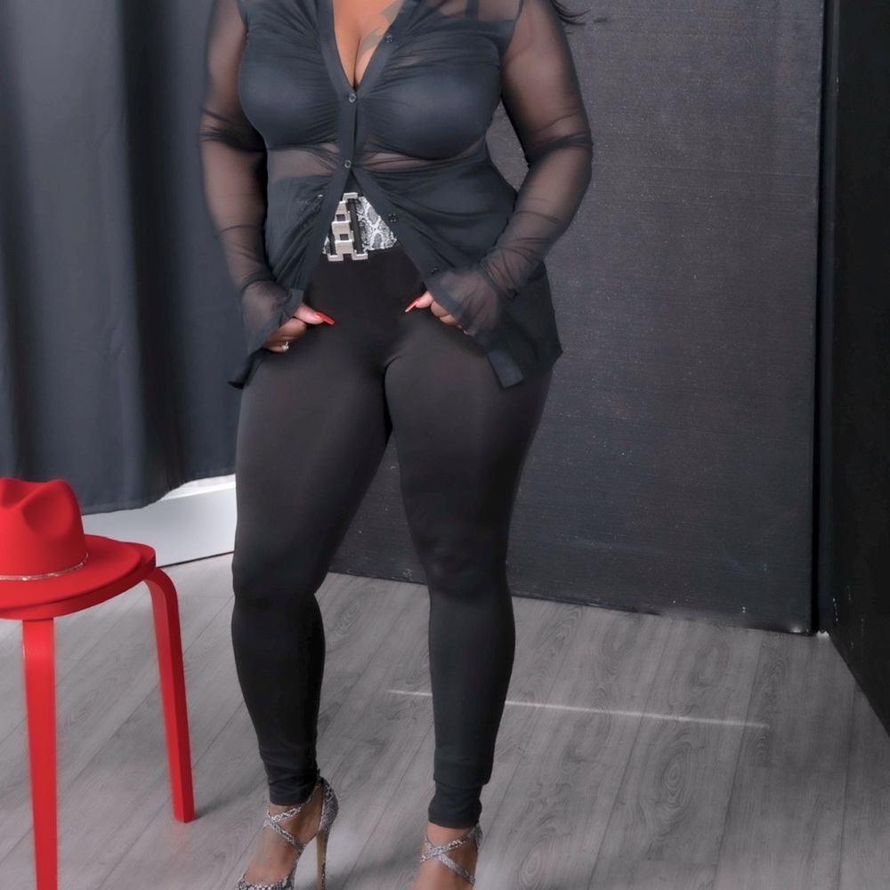 Mesh top pants set